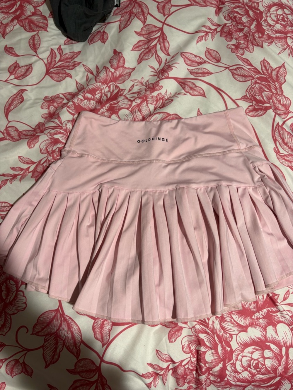 GoldHinge Pink Pleated Mini Skirt with High Waist